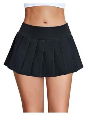 Mini Pleated Skirt Cotton Blend Zip Back Sexy Costume Role Play